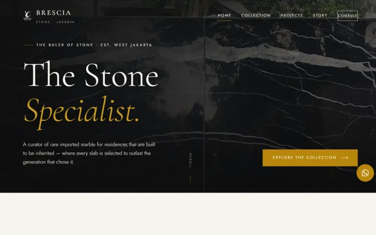 Brescia Stone — Public website screenshot, mobile
